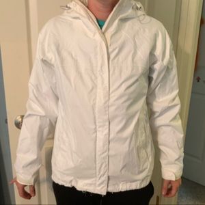 Columbia white outer shell jacket w/hood